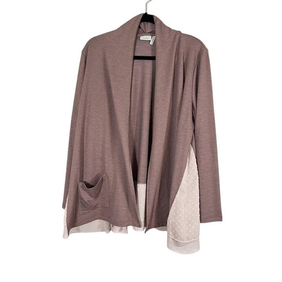 Logo Sweater M Brown Cardigan Neutral Minimalist Office Swiss Dot Feminine Indie - Picture 1 of 11